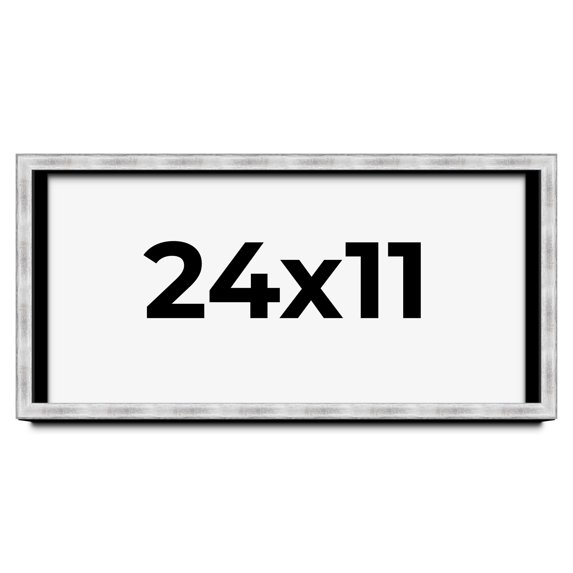 24x11 Frame Brushed Silver Solid Wood Picture Frame | 0.75 Inch Moulding Width | Rabbet Depth 0.75