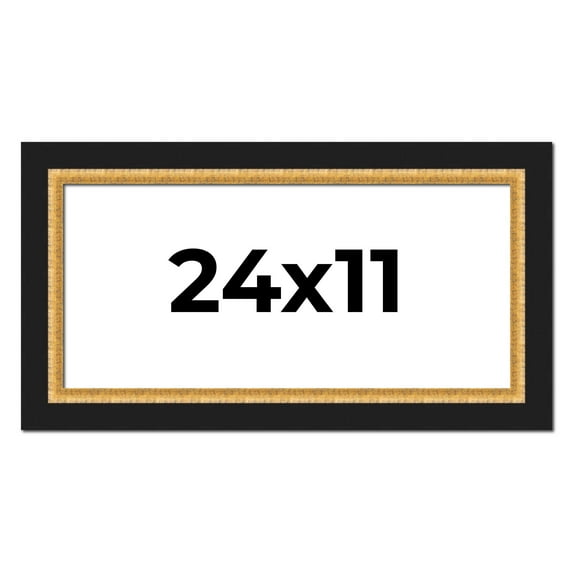 24x11 Frame Gold Real Wood Picture Frame Width 2.25 Inches | Interior Frame Depth 0.5 Inches |
