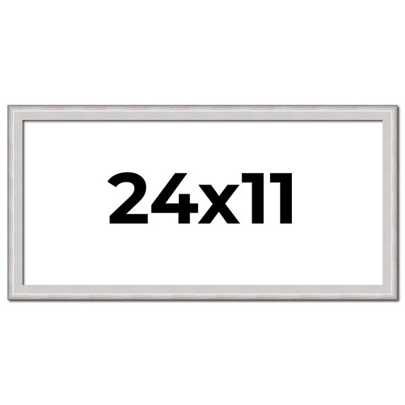 24x11 Frame Silver Inner Slope Bevel Picture Frame | 1 Inch Moulding Width | 0.75 Inch Rabbet Depth