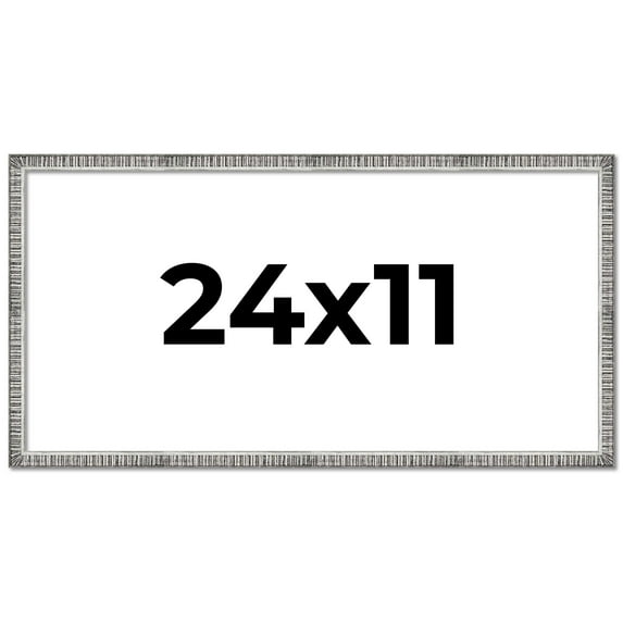 24x11 Frame Silver Picture Frame - Complete Modern Photo Frame Includes UV Acrylic Shatter Guard