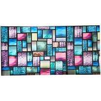 Stained Glass Privacy Window Film, Mosaic Pattern Static Cling Decorative  Window Vinyl, Removable Rainbow Window Tint Film, Non-Adhesive Iridescent  Films for Home Office, 17.7 X 39.3 Inches 