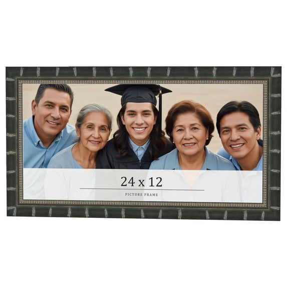 24x12 Frame Black Bamboo Solid Wood Picture Frame Width 1.5 Inches | Interior Frame Depth 0.5