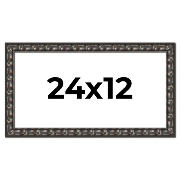 24x12 Frame Black-Brown Medieval Solid Wood Picture Frame | 1.5 Inch Moulding Width | Gotham