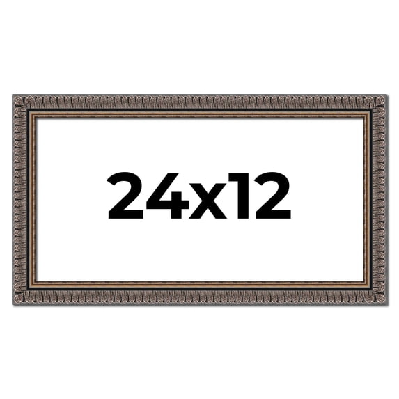 24x12 Frame Black Feather Payton Ornate Solid Wood Picture Frame Width 1.75 Inches | Interior Depth