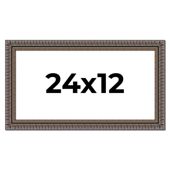 24x12 Frame Black Feather Payton Ornate Solid Wood Picture Frame Width 1.75 Inches | Interior Depth