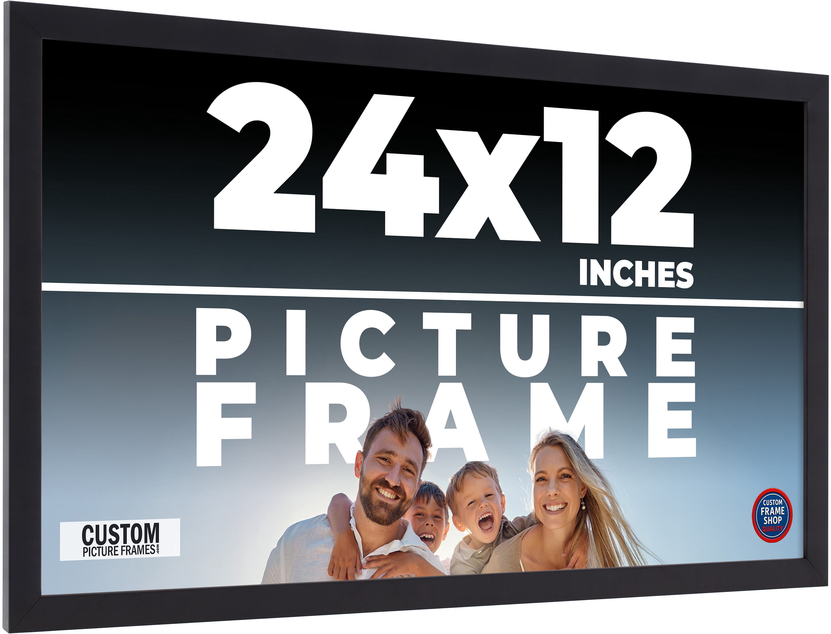 24x12 Frame Black Solid Wood Picture Frame | 0.75 Inch Moulding Width ...