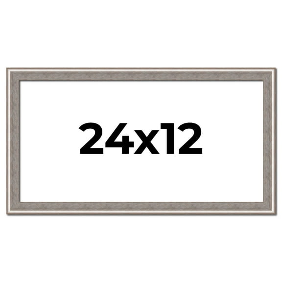 24x12 Frame Grey Real Wood Picture Frame Width 1.25 inches | Interior Frame Depth 0.5 inches | Hans