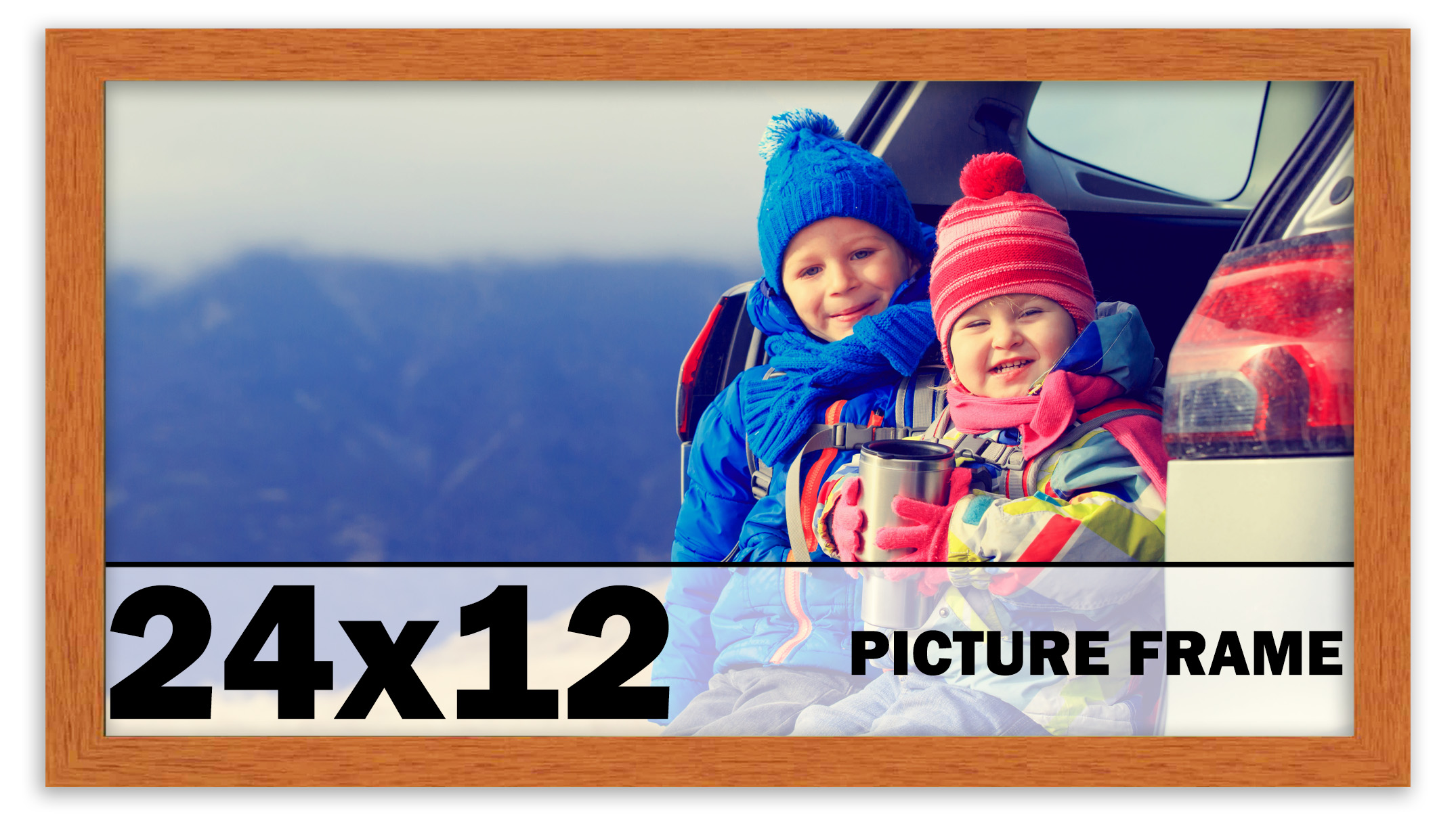 24x12 Frame Honey Pecan Brown Picture Frame - Modern Photo Frame ...