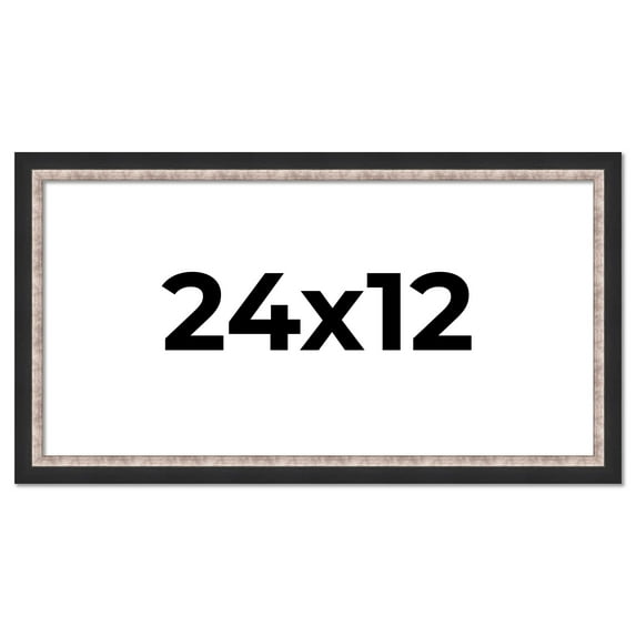 24x12 Frame Silver Real Wood Picture Frame Width 1.25 Inches | Interior Frame Depth 0.75 Inches |