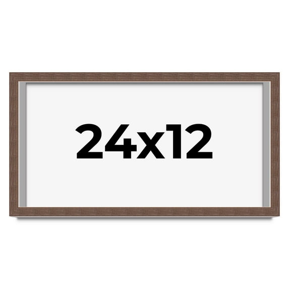 24x12 Shadow Box Frame Brown | 1.125 inches Deep Real Wood Rustic Shadowbox Display Frame | UV