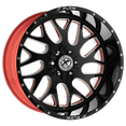 thumbnail image 1 of 24x12 XFX Flow XFX-301 Gloss Black Milled W/Red Inner Wheel 6x135/6x5.5 (-44mm), 1 of 2