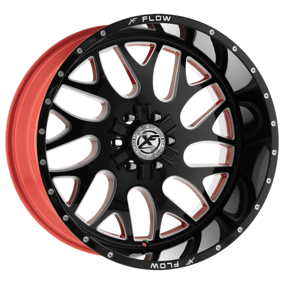 24x12 XFX Flow XFX-301 Gloss Black Milled W/Red Inner Wheel 6x135/6x5.5 (-44mm)
