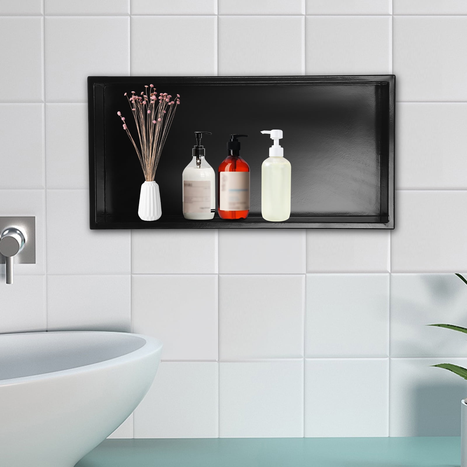 24x12 inches Shower Niche, Stainless Steel Recessed Bathroom Shower Niche Shelf Black - Walmart.com