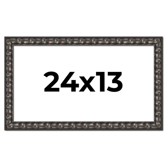 24x13 Frame Black-Brown Medieval Solid Wood Picture Frame | 1.5 Inch Moulding Width | Gotham