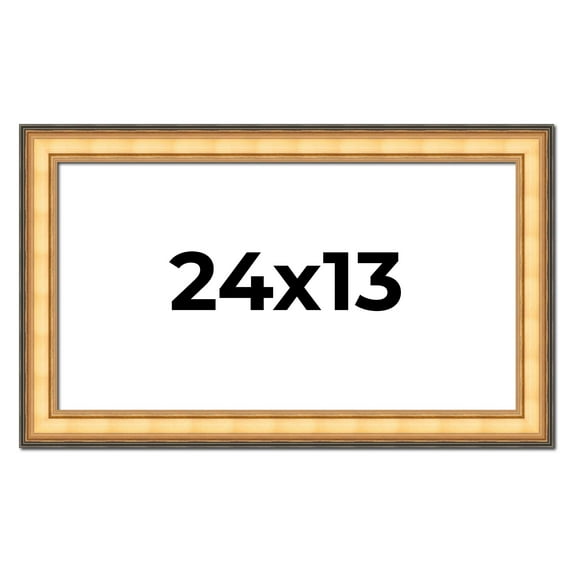 24x13 Frame Gold Plein Aire Solid Wood Picture Frame Width 2 Inches | Interior Frame Depth 0.5