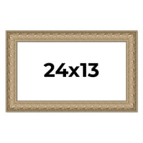24x13 Frame Ornate Silver Beaded Solid Wood Picture Frame Width 2.5 Inches | Interior Depth 1