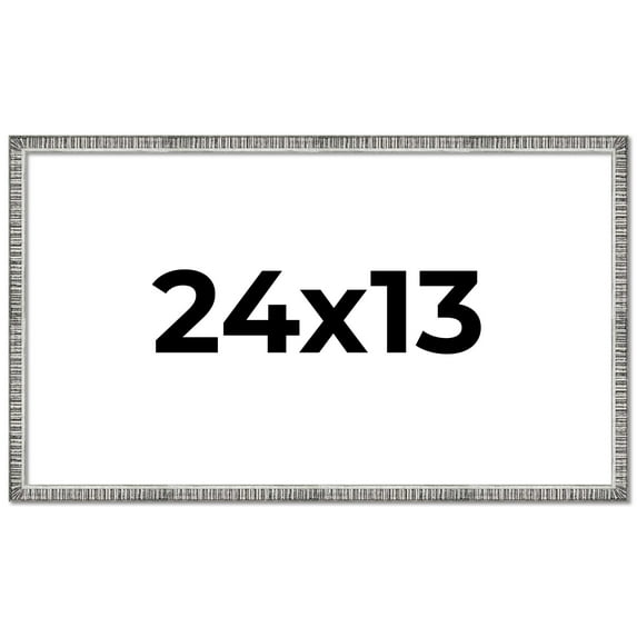 24x13 Frame Silver Grey Distressed Solid Wood Picture Frame | 0.75 Inch Moulding Width | Interior