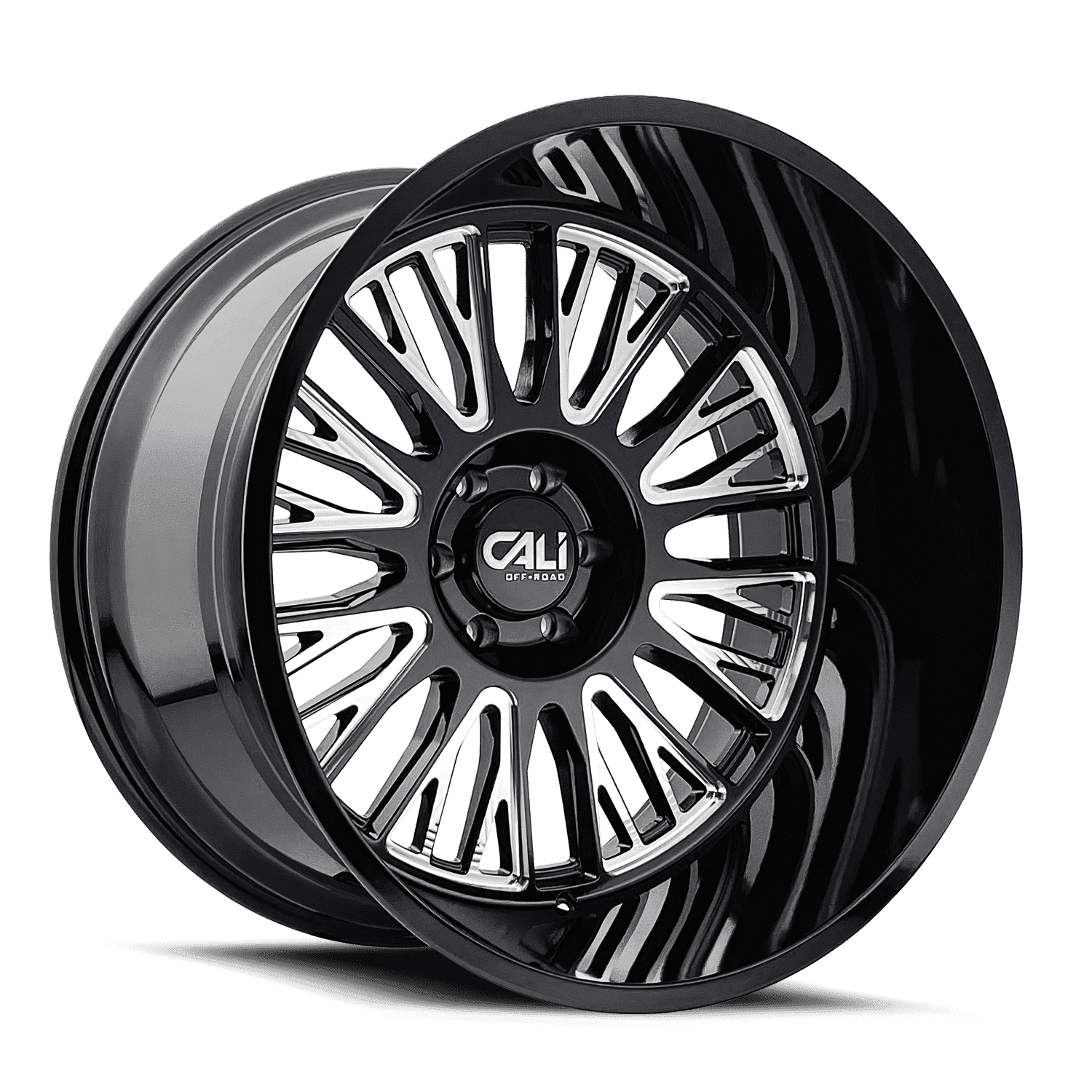 24x14 Cali Off-Road 9116 Vertex Black and Milled Wheel 6x135 (-76mm)