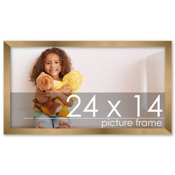 24x14 Gold Bronze Wood Picture Frame - UV Acrylic, Foam Board Backing, Hanging Hardware
