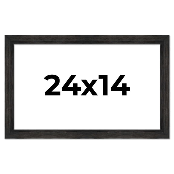 24x14 Distressed/Aged Black Complete Wood Picture Frame with UV Acrylic, Foam Board Backing, & Hardware