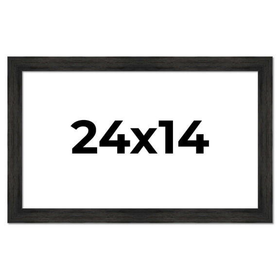 24x14 Frame Black Rustic Barnwood Solid Wood Picture Frame | 1.5 Inch Moulding Width | Includes UV