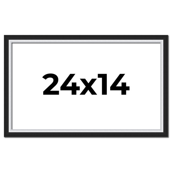 24x14 Frame Black & Silver Solid Wood Picture Frame Width 1.25 Inches | Interior Depth 0.75 Inches