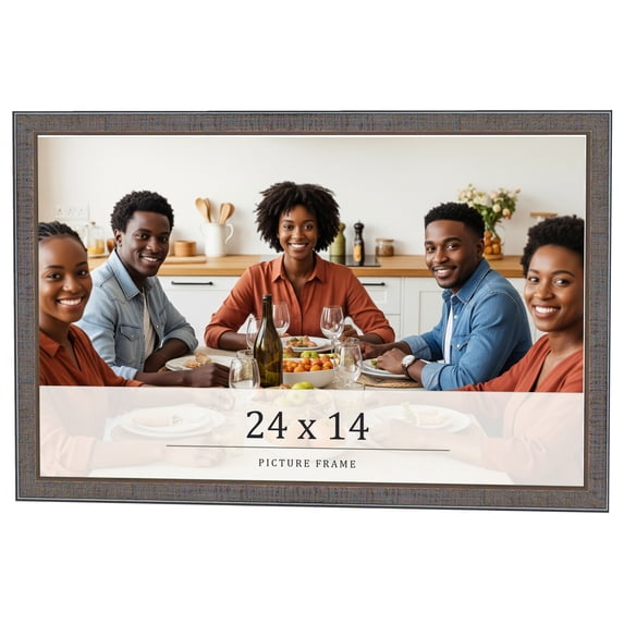 24x14 Frame Blue Kingsley Pewter Solid Wood Picture Frame Width 0.75 Inches |Interior Depth 0.5