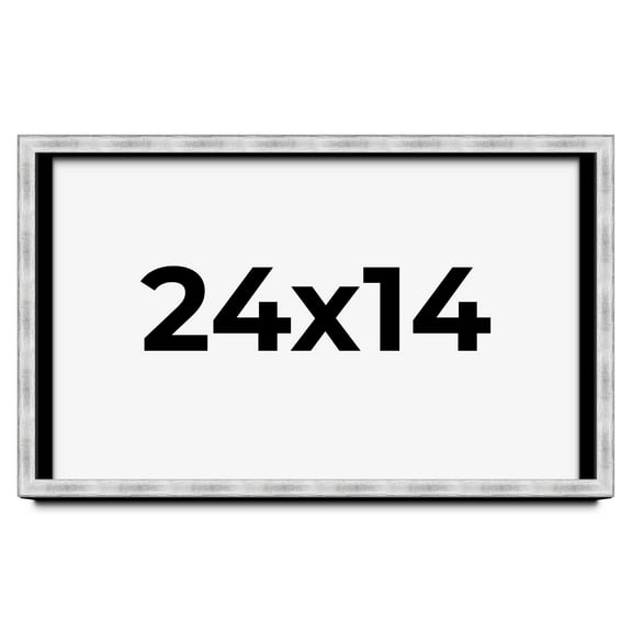 24x14 Frame Brushed Silver Solid Wood Picture Frame | 0.75 Inch Moulding Width | Rabbet Depth 0.75