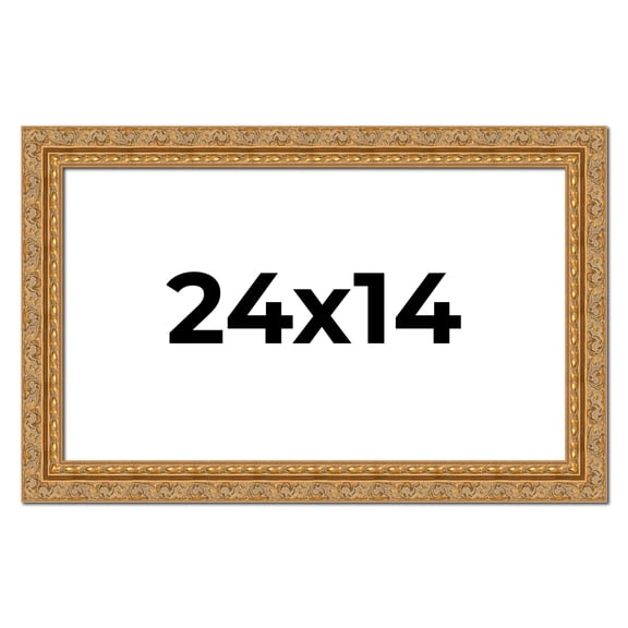 24x14 Frame Gold Ornate Solid Wood Picture Frame | 2 Inch Moulding Width | Firman Traditional Photo