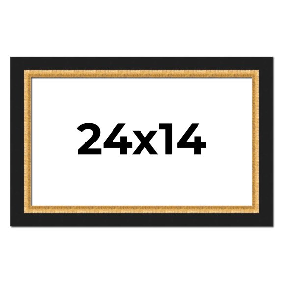 24x14 Frame Gold Real Wood Picture Frame Width 2.25 Inches | Interior Frame Depth 0.5 Inches |