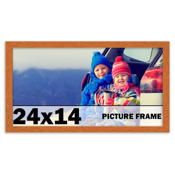 24x14 Frame Honey Pecan Brown Picture Frame - Modern Photo Frame Includes UV Acrylic Shatter Guard