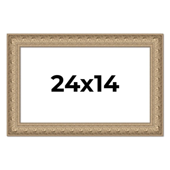 24x14 Frame Ornate Silver Beaded Solid Wood Picture Frame Width 2.5 Inches | Interior Depth 1