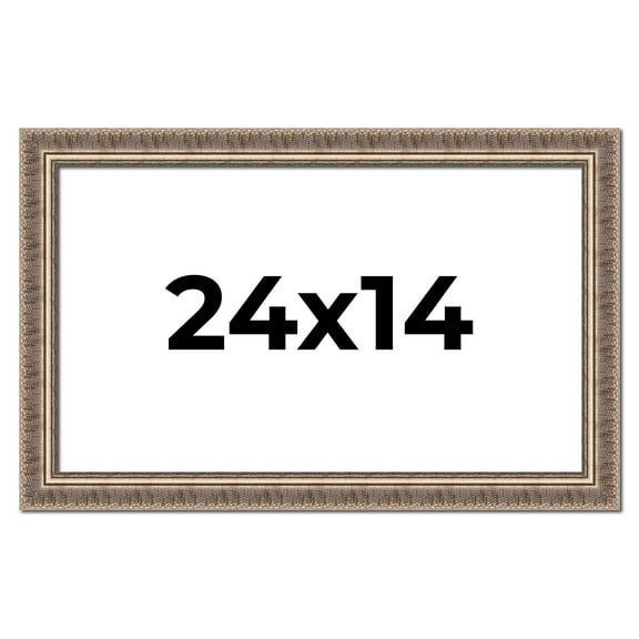 24x14 Frame Silver Harvest Ornate Solid Wood Picture Frame | 1.75 Inch Moulding Width |Mayflower