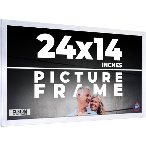 24x14 Frame Silver Real Wood Picture Frame Width 0.75 inches | Interior Frame Depth 0.5 inches |