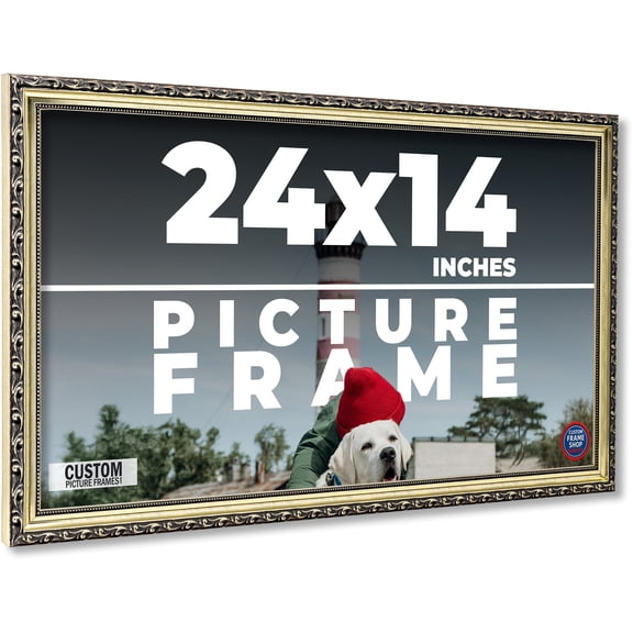 24x14 Frame Silver Solid Wood Picture Frame Width 1.125 Inches | Interior Frame Depth 0.375 Inches