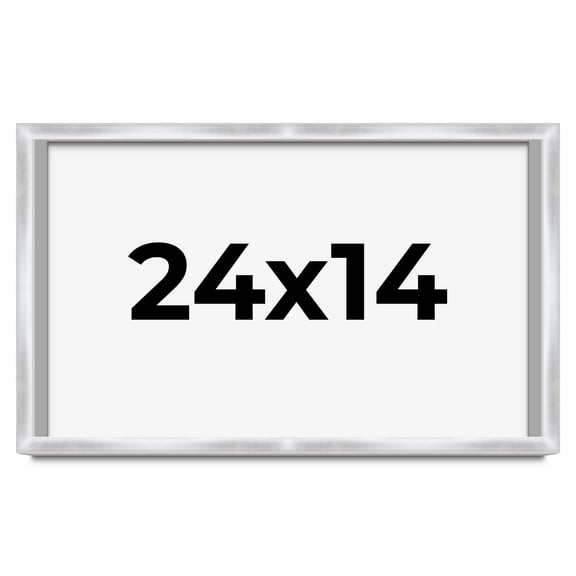 24x14 Frame Silver Whitewashed Wood Grain Solid Wood Shadow Box | 0.75 Inch Moulding Width | 0.75