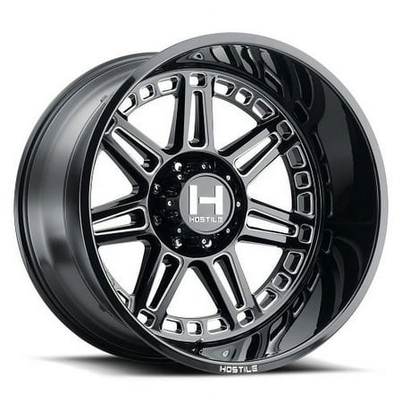 24x14 Hostile 124 Lunatic Blade Cut (Gloss Black and Milled) Wheel 8x180 (-76mm)