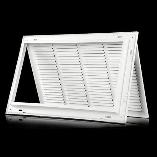 24x14 Return Air Grille [Duct Opening],Steel Air Return Vent Cover [Fixed Hinged] for 1-inch Filters,Return Air Grilles for Sidewall and Ceiling (24"W x 14"H [Duct Opening])