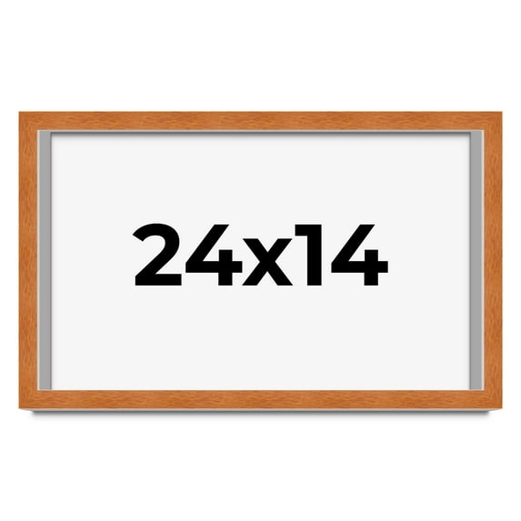 24x14 Shadow Box Frame Brown | 0.875 Inches Deep Real Wood Contemporary Shadowbox Display Frame |