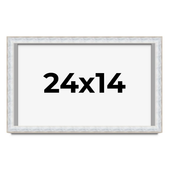 24x14 Shadow Box Frame Silver | 1.625 Inches Deep Real Wood Contemporary Shadowbox Display Frame |