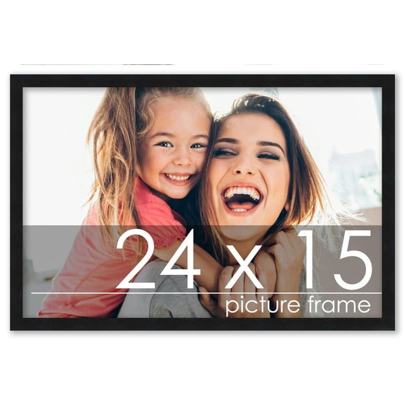 24x15 Black Wood Picture Frame - UV Acrylic, Foam Board Backing, Hanging Hardware