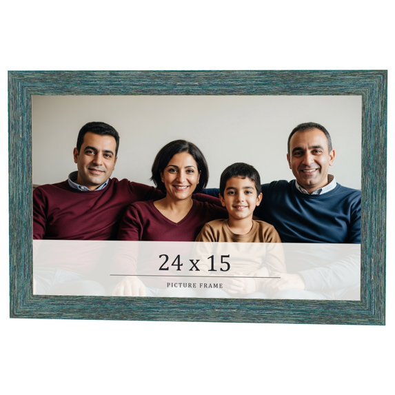 24x15 Frame Blue Rustic Barnwood Solid Wood Picture Frame Width 1.25 Inches | Interior Depth 0.5