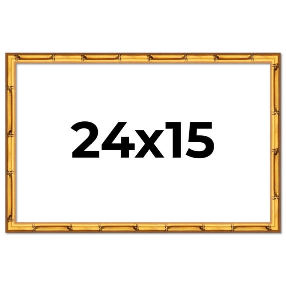 24x15 Frame Gold Bamboo Solid Wood Picture Frame | 1 Inch Moulding Width | Interior Frame Depth