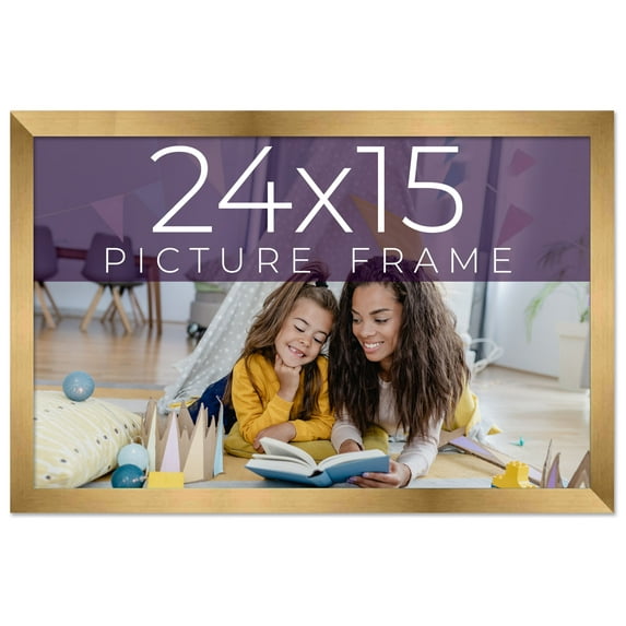 24x15 Frame Gold Bronze Solid Wood Picture Frame Width 0.75 Inches | Interior Frame Depth 0.5