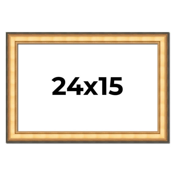 24x15 Frame Gold Plein Aire Solid Wood Picture Frame Width 2 Inches | Interior Frame Depth 0.5