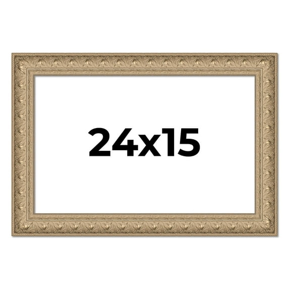 24x15 Frame Ornate Silver Beaded Solid Wood Picture Frame Width 2.5 Inches | Interior Depth 1