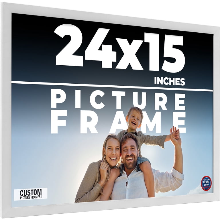 24x15 Frame White Solid Wood Picture Frame Includes UV Acrylic