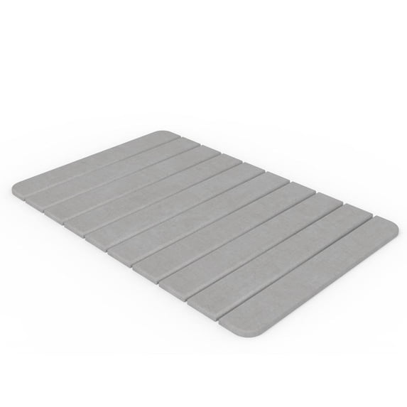 24x15" Modern Diatomite Stone Medium Bath Mat in Gray
