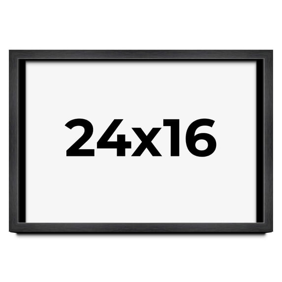 24x16 Frame Black Charcoal Grey Wood Textured Picture Frame | 0.75 Inch Moulding Width | Gunmetal