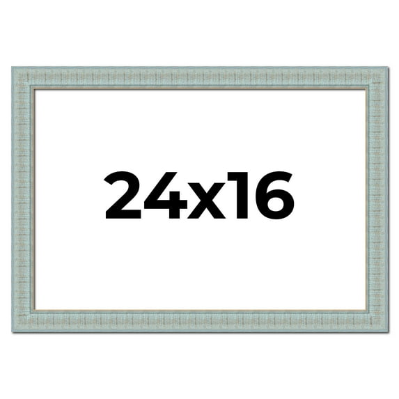 24x16 Frame Blue Teal Distressed Solid Wood Picture Frame | 1.625 Inch Moulding Width | Sonoma Blue
